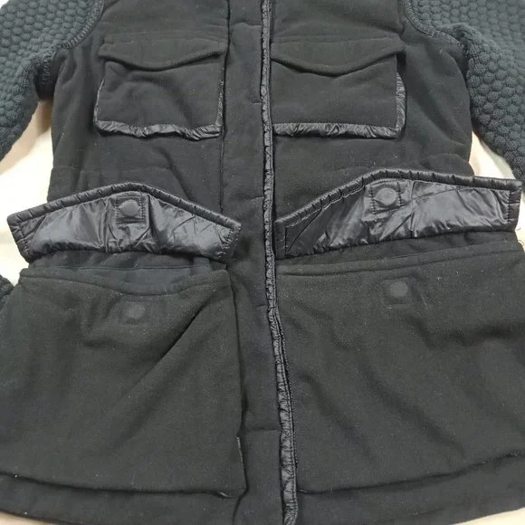 Lululemon Womens Miracle Jacket Size 6 Black Fleece Cargo Pockets Knit Sleeves - Picture 5 of 9